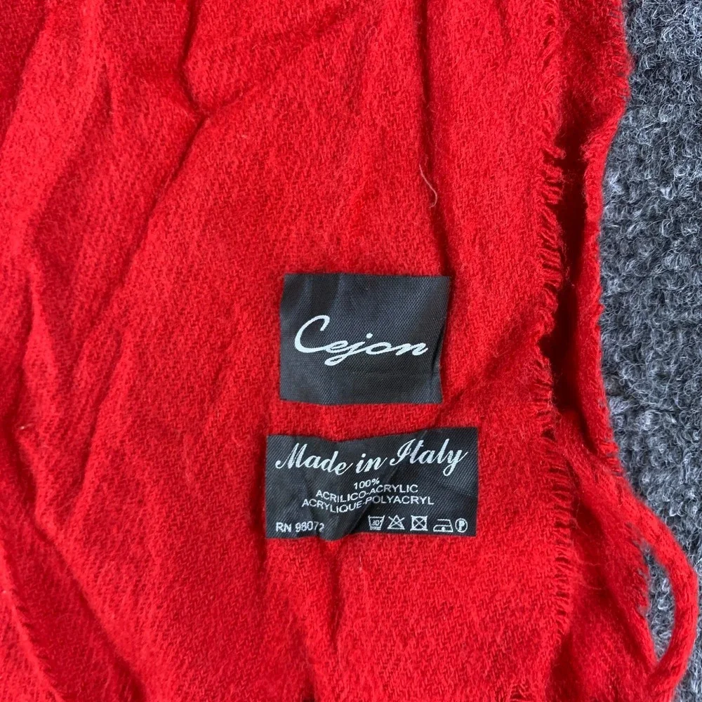 Cejon Scarf Women One Size Red Good Tasseled Fringe Rectangular Knit Italy